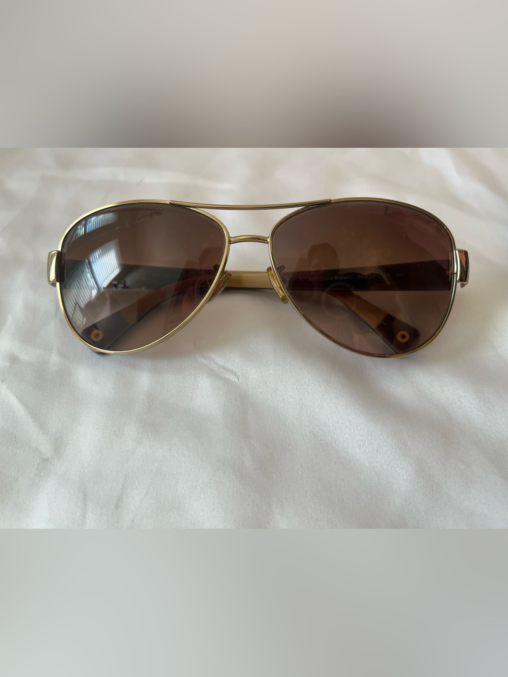 Y2K COACH Gold Aviator (Kristina) Sunglasses with Brown Lenses and Legacy Stripe - Picture 2 of 11